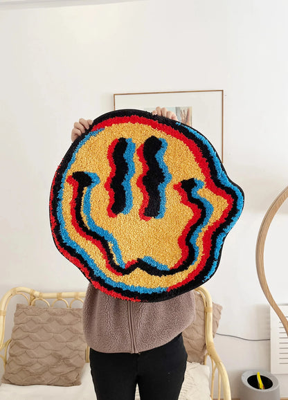 Trippy Smiling Tufted Rug Flocking Rug Gift for Friend Bedroom Geek Gift Home Decor Carpet Soft Non-Slip Area Rug for Living Room and Kids Room