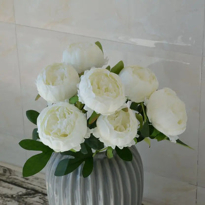 Silk Artificial Peony Bouquet, 7-Head Flower Branch, 45 cm, Pink Blue Red White, Home Decor, Wedding & Anniversary Decoration, Indoor Use, Party & Office Display