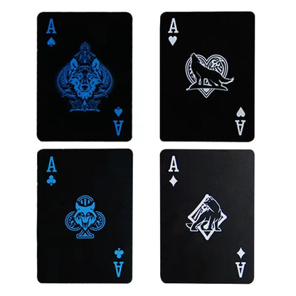 Black Waterproof Plastic PVC Playing Cards Sets Wolf Magic Tricks Gift for Poker, Family Game Nights, Outdoor Fun, Durable and Easy to Clean