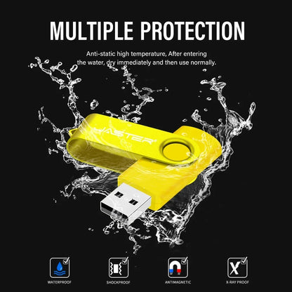 128GB Waterproof USB Flash Drive with Free Key Chain, 64GB Rotatable Memory Stick, Portable and Shatterproof USB 2.0 Thumb Drive for Laptop and Business Gifts