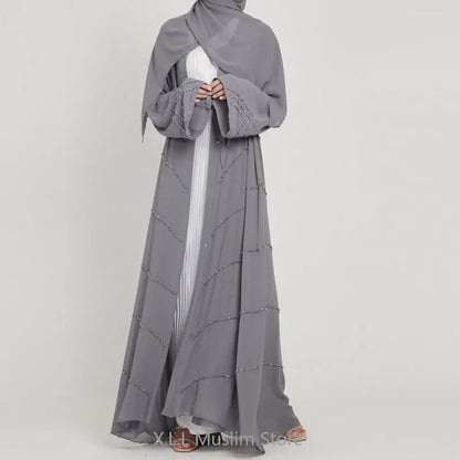 Dubai 2024 Luxury Opened Kimono Abaya Long Loose Dress Prayer Garment for Women - Elegant Party Kaftan, Modest Islamic Fashion, Spring Summer Wear, Sizes S-XXL