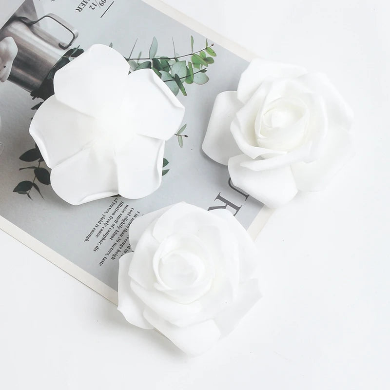 artificial rose flower heads 7cm | wedding party home decor | garden diy crafts | 10/20/50 pack | anniversary birthday housewarming event decoration