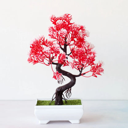 Artificial Bonsai Tree Decoration - Realistic Plastic Plant with Pot for Home, Office, Indoor and Outdoor Anniversary or Exhibition Display - Elegant Tabletop Ornament