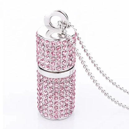 JASTER Crystal USB 2.0 Flash Drive 128GB  Pen Drive 64GB  Blue Pink Memory Stick 32GB Crystal Necklace Creative Birthday Gift