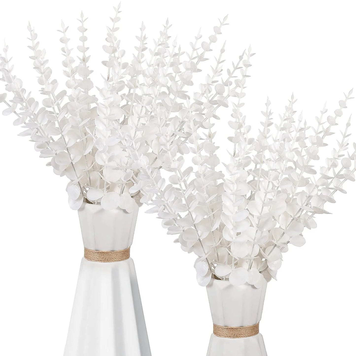 12 artificial eucalyptus stems, silver dollar greenery, faux branches for wedding bouquets, floral arrangements, home and outdoor decoration, 12 piece set
