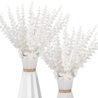 12 Artificial Eucalyptus Stems, Silver Dollar Greenery, Faux Branches for Wedding Bouquets, Floral Arrangements, Home and Outdoor Decoration, 12 Piece Set