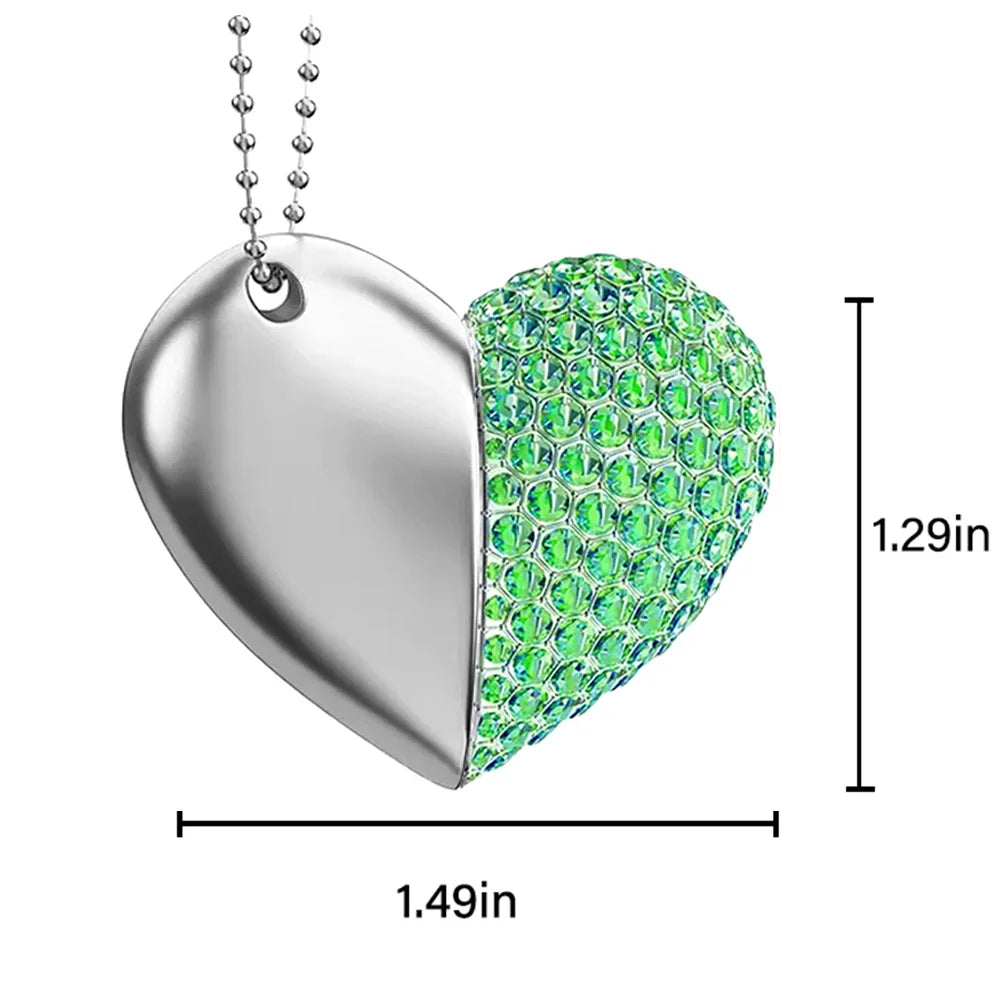 usb 3.0 heart necklace flash drive 64gb - stylish crystal & metal memory stick in gold, silver, blue, pink, green - perfect for wedding, creative or business gifts