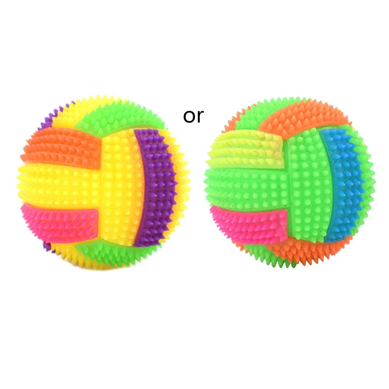 glowing squeaky dog balls - non-toxic rubber chew toy for small to large breeds, puppy teething aid, dental cleaning, interactive fetch, boredom buster, gift packaging