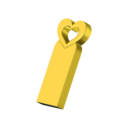 Cute Heart USB Flash Drive 64GB, Rose Gold Pen Drive 32GB, Metal Memory Stick, Creative Gift for Data Storage, High-Speed USB 2.0 Flash Disk