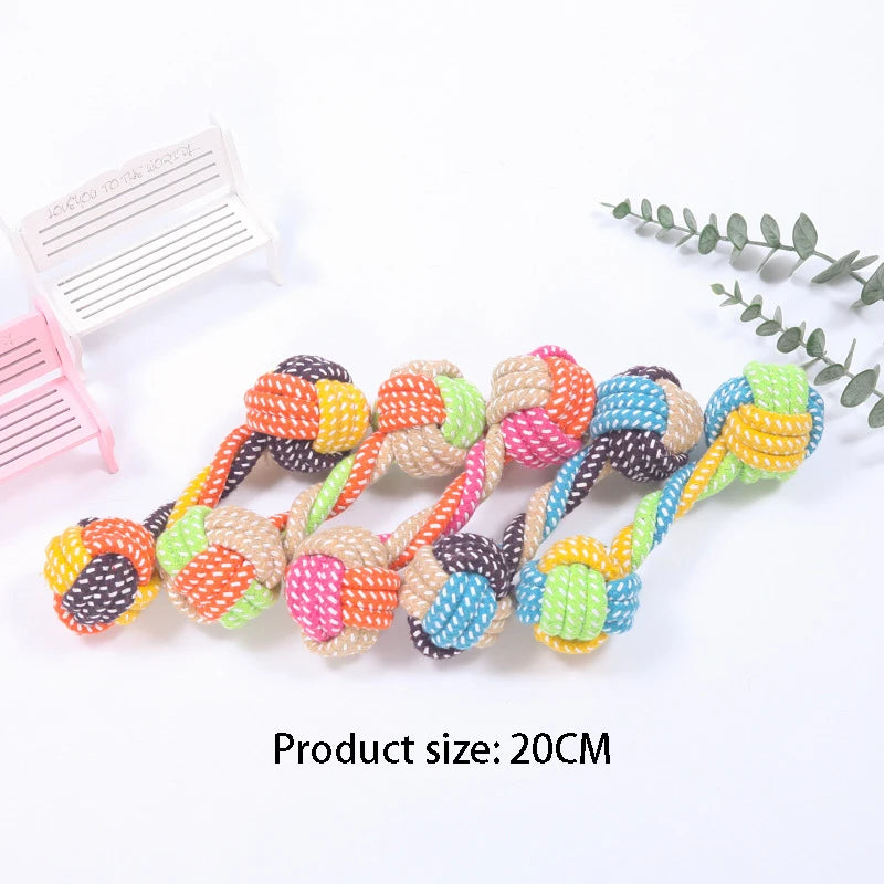 cotton rope dog chew toy, durable linen ball for puppies and dogs, teething aid, toothbrush design, oral health & play, suitable for small to large breeds