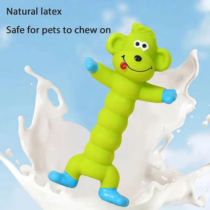 Latex Dog Toy Monkey Hippo Set, Squeaky Chew, Teeth Cleaning, Bite Resistant, Interactive Play, Engaging Sound for Small to Large Dogs, Pet Oral Health Benefits