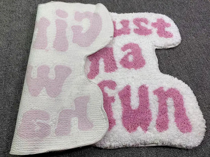 50x80cm Irregular Shaped Pink Letters Soft Aesthetic Carpet Flocked Room Door Mat Rug Three Styles Bedside Rug Non-Slip for Home Bathroom Floor Decor