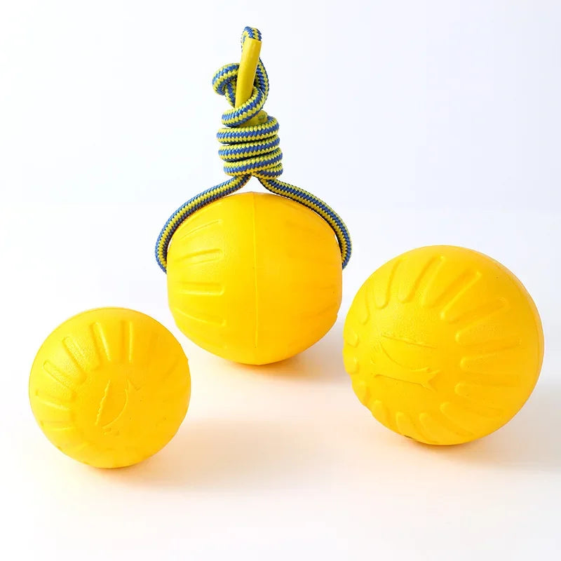 floating pet toy ball set for dogs – durable water play accessories with rope & ring, ideal for fetch, training, teething and interactive fun