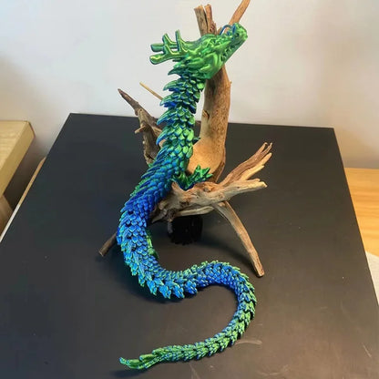 3D Printed Luminous Chinese Loong Flexible Dragon Figurine Home Decoration Gifts