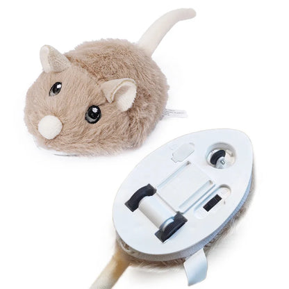 Interactive Electronic Plush Mouse Toy for Cats, Fast-Moving, Durable Cloth & ABS, Lightweight 63g, Stimulates Exercise, Ideal Indoor Activity, Brown/Grey/Coffee