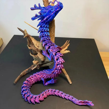 3D Printed Luminous Chinese Loong Flexible Dragon Figurine Home Decoration Gifts