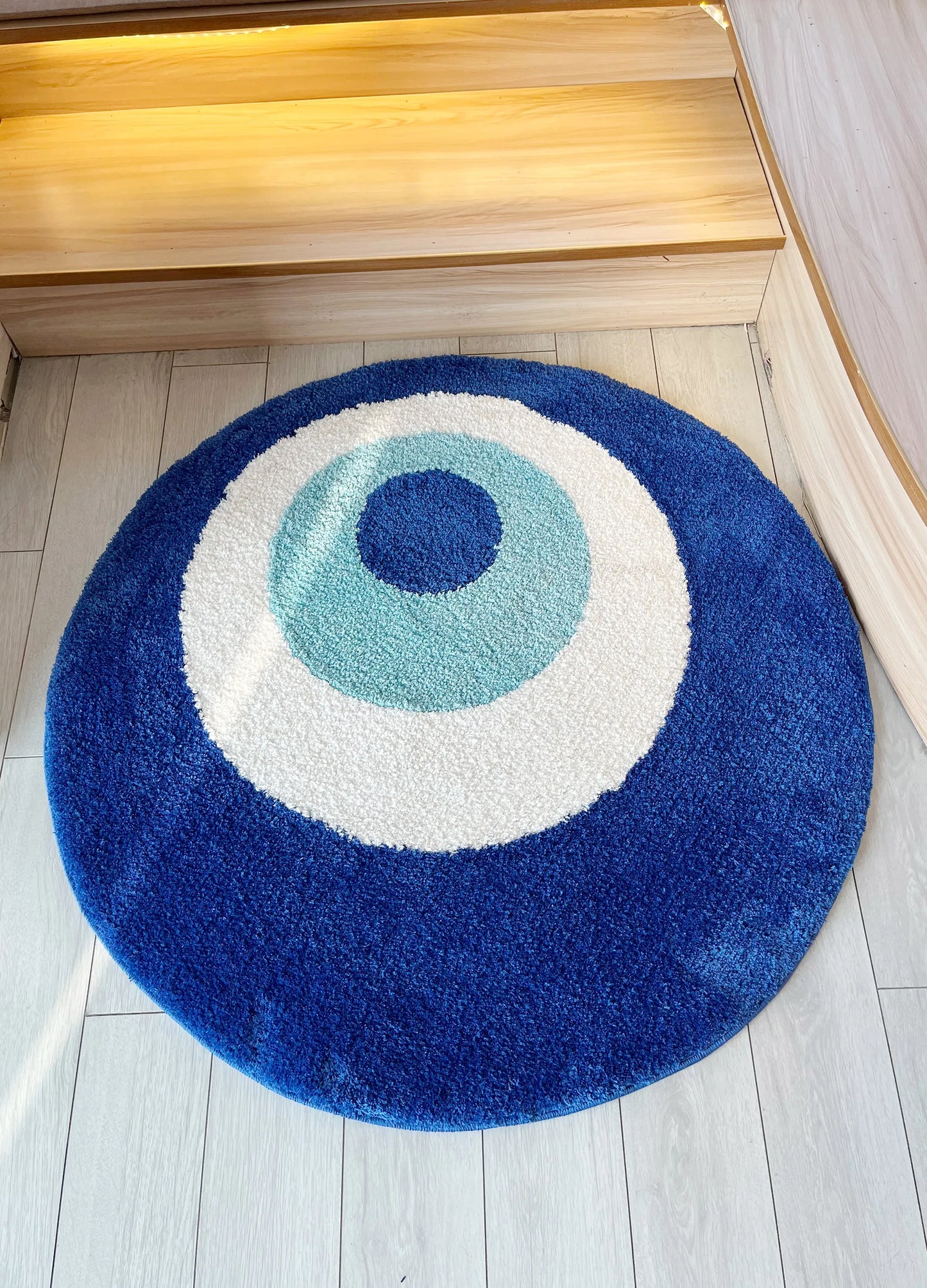 blue evil eyes circular tufted rug tufting bedroom mat geometric living room carpet floor tidy foot pad bedside doormat soft non-slip area rug for home decor