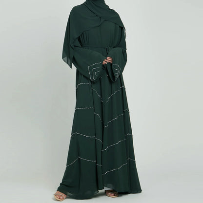 Dubai 2024 Luxury Opened Kimono Abaya Long Loose Dress Prayer Garment for Women - Elegant Party Kaftan, Modest Islamic Fashion, Spring Summer Wear, Sizes S-XXL