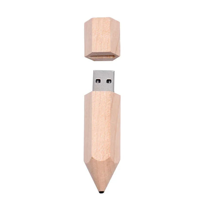Wooden Pencil USB Flash Drive Maple Wood Memory Stick 64GB/32GB/16GB/8GB/4GB - Creative Storage for Laptop, PC, TV - USB 2.0 Portable Data Storage Device