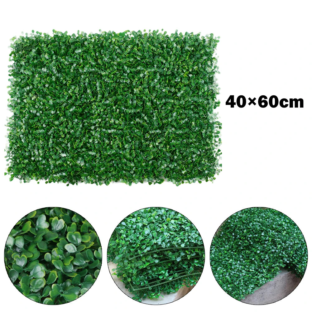 artificial grass wall panel 40x60cm | foliage hedge mat | decorative greenery for garden, fence, and home décor | outdoor use, floor placement, plastic material
