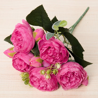 Silk Peony Rose Artificial Flower Bouquet for Wedding, Home Decor, Bridal Props, Indoor Events, Gift Arrangement, Photography Backdrop, Versatile Floral Accent