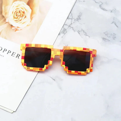 Funny Kids Sunglasses Cosplay Action Game Toy Square Glasses Pixel Mosaic Thug Life Eyewear Children's Gift Retro UV Protection Fashion Accessory