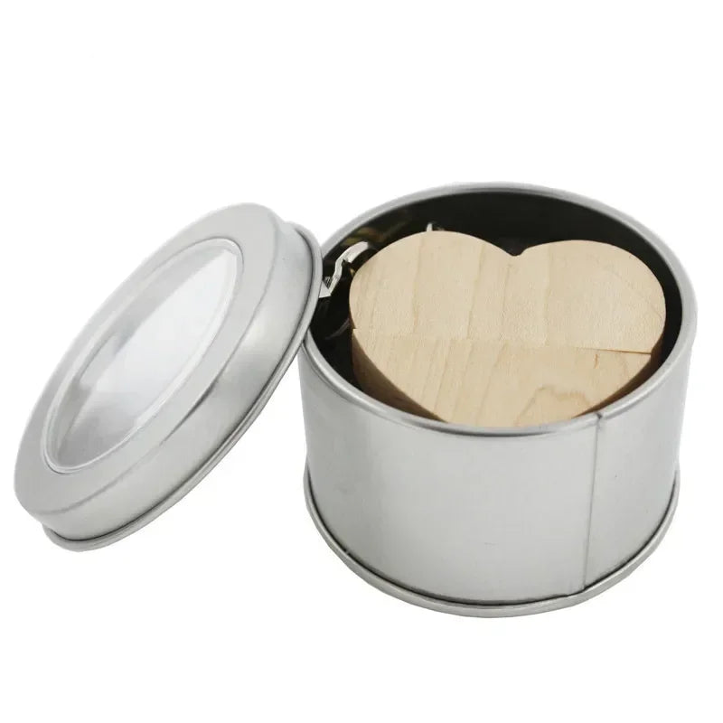 personalised wooden usb stick 64gb | heart-shaped wedding photography gift | memory storage for computers, tvs & cars | unique keepsake in maple or walnut wood box