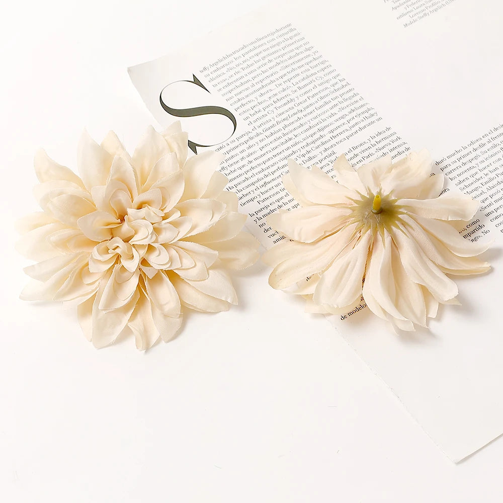 artificial silk dahlia flower heads 5-pack - home, wedding, party decoration, indoor faux floral accessories for anniversaries, birthdays, bridal showers