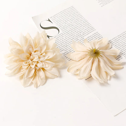 Artificial Silk Dahlia Flower Heads 5-Pack - Home, Wedding, Party Decoration, Indoor Faux Floral Accessories for Anniversaries, Birthdays, Bridal Showers