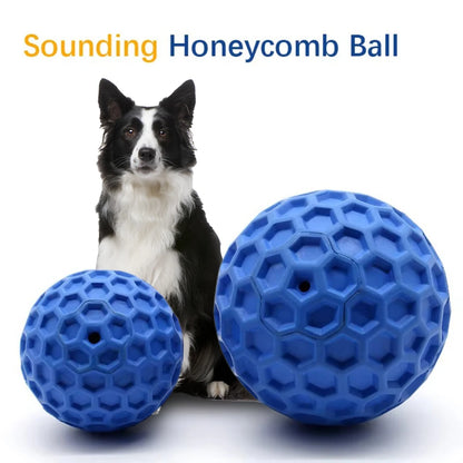 Interactive Dog Toy Balls - Bite-Resistant Rubber, Teething & Teeth Cleaning, Sound Enhanced, Honeycomb Grip, Perfect for Fetch & Chew, Dogs of All Sizes, Indoor/Outdoor Play
