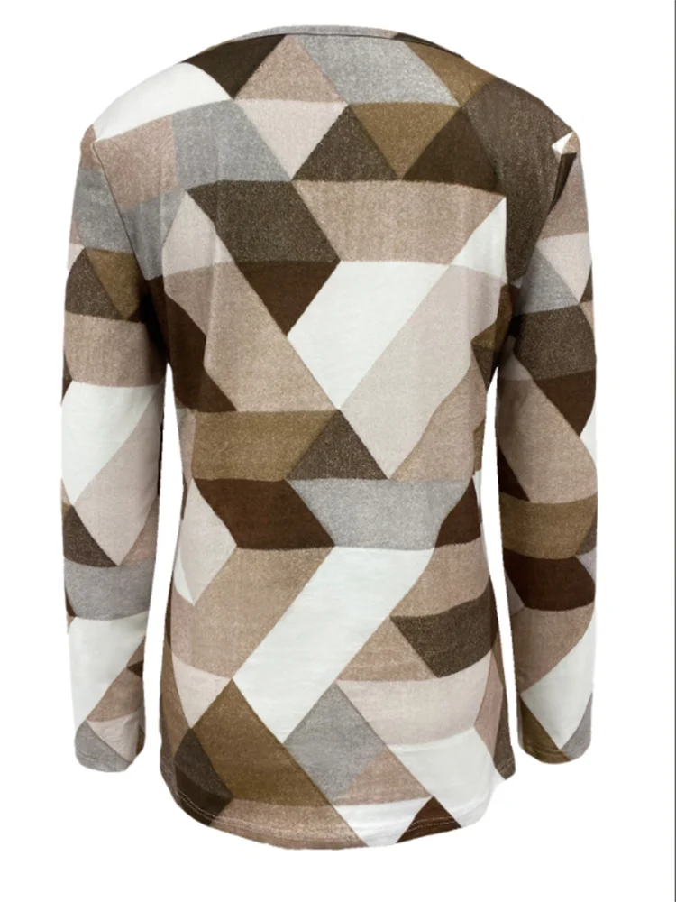 women elegant minimalist spring top 2024 geometry v-neck long sleeve blouse casual fashion t-shirt
