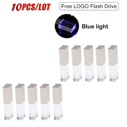 10 PCS LOT Golden Crystal USB Flash Drive 128GB 64GB Memory Stick Wedding Gifts Free Logo Custom 3D Laser Engraving U Disk Portable Storage Pen Drive