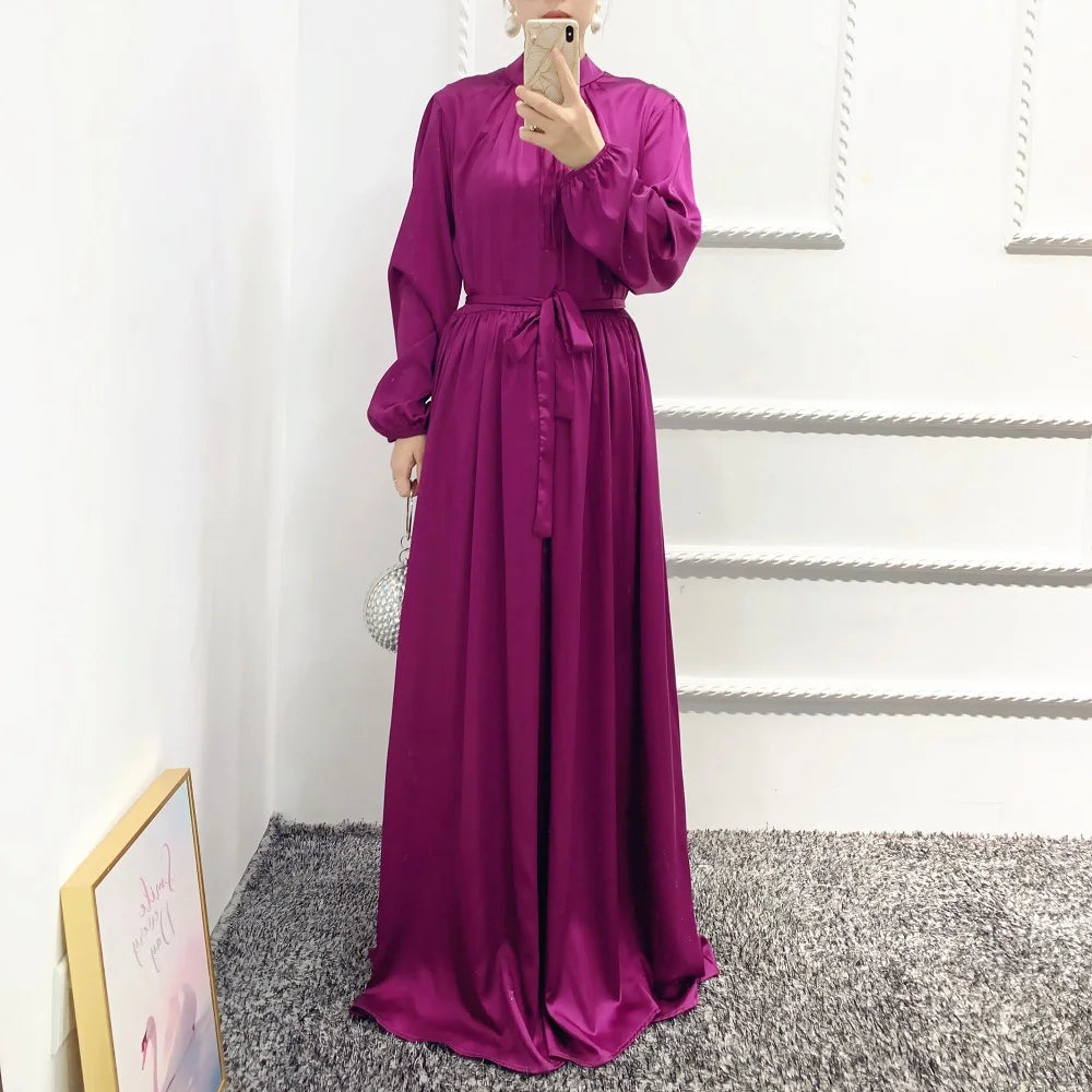 muslim women abaya woman dubai luxury turkey dresses evening dress long robe satin musulmane traditional arabic attire for all seasons