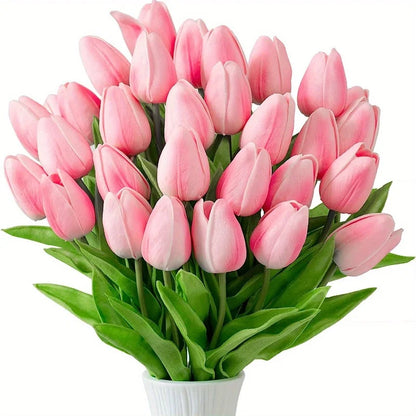 Vibrant Real Touch Artificial Tulip Bouquet, Silk Flower Branches for Home Decor, Wedding, Anniversary, Birthday, Housewarming, Indoor Display