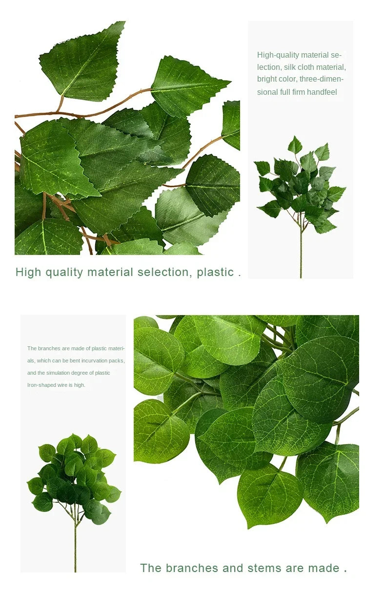 artificial eucalyptus leaf branch, plastic decorative plant for bridal shower, desktop or outdoor use, cloth texture, perfect for exhibitions and home decor