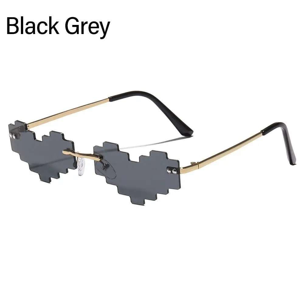 novel mosaic heart sunglasses funny pixelated mosaic glasses retro gamer robot eyeglasses cosplay party glasses for men women - uv protection stylish retro eyewear