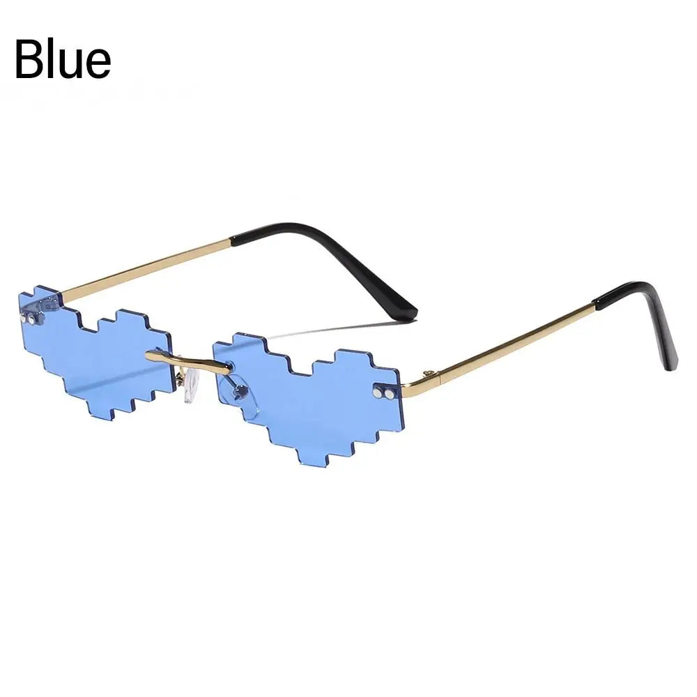 novel mosaic heart sunglasses funny pixelated mosaic glasses retro gamer robot eyeglasses cosplay party glasses for men women - uv protection stylish retro eyewear