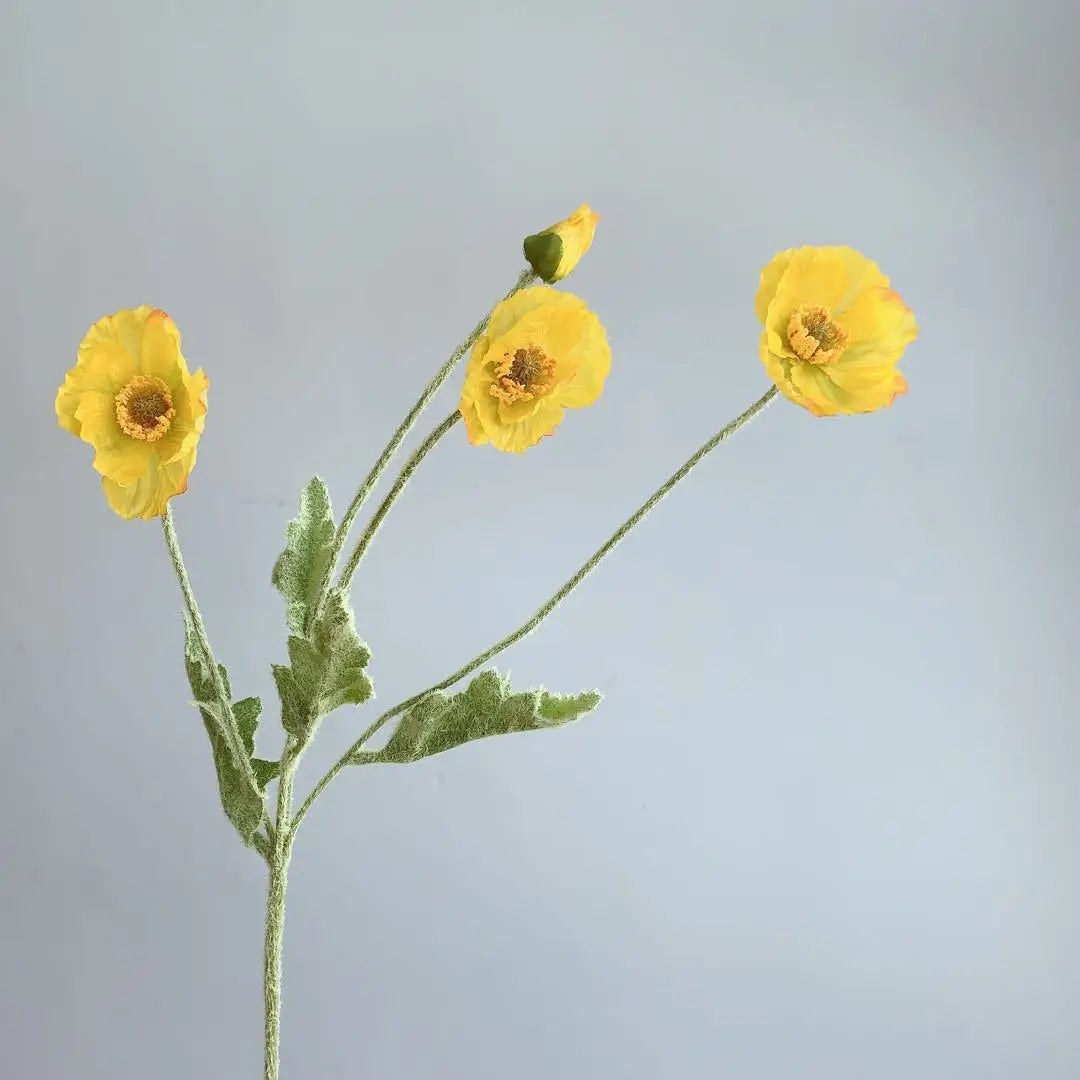 artificial silk poppy bouquet, 4 heads, vibrant fake flowers for home decor, indoor parties, weddings, anniversaries, garden display, diy decorative accessories