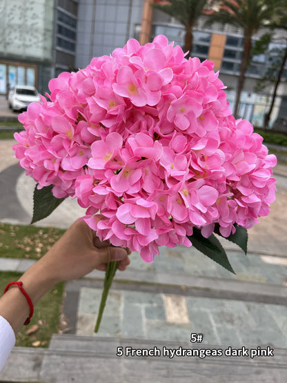 Silk Hydrangea Bouquet Artificial Flowers for Wedding, Home Decor, DIY Floral Arrangement, Bridal Baby Shower, Indoor Party Decoration, Large Size