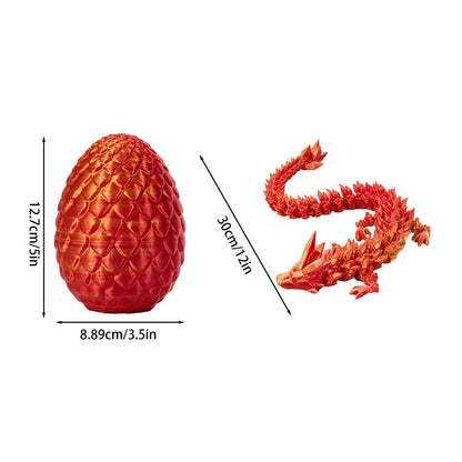 Crystal Dragon Action Figures 3D Printed Articulated Dragon With Egg Dinosaur Christmas Fidget Toy For Girls Kids Easter Basket