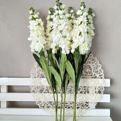 Artificial Hyacinth Flowers Violet Silk Green Leaves for Wedding Anniversary Party Decor Indoor Home Decoration