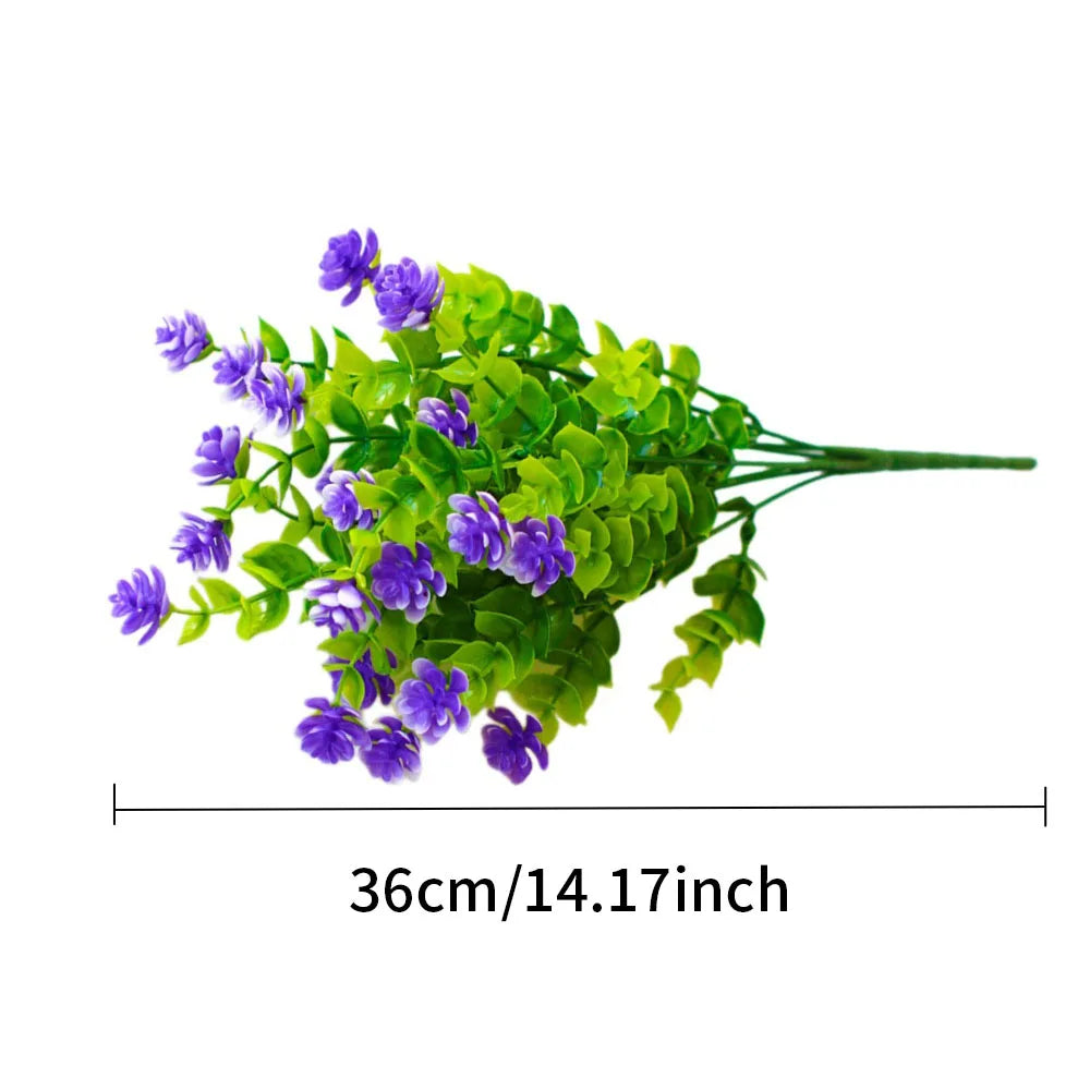 artificial flowers uv resistant for outdoor decor, wedding, garden, kitchen, office, indoor decoration, plastic greenery shrubs, realistic fake flower arrangement