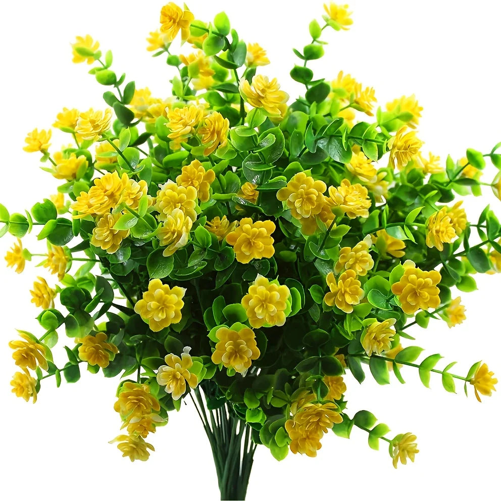 4 pack uv resistant artificial boston ferns | plastic faux shrubs for outdoor & indoor décor | greenery for home, garden, yard, office, desktop display or exhibition