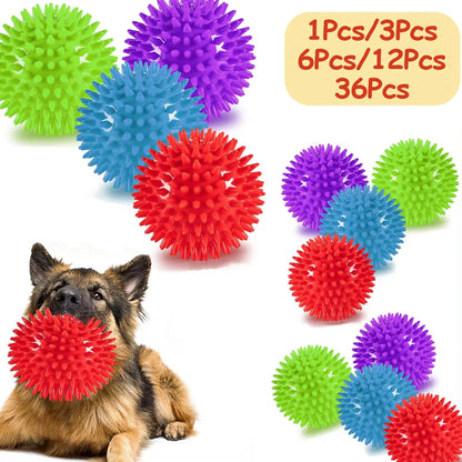 Dog Chew Toys Spiky Balls, Squeaky Dog Toys, Durable Plastic for Aggressive Chewers, Interactive Play for Dental Health, Ideal for Fetch, Tug-of-War, All Dog Sizes