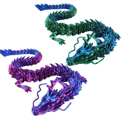3D Printed Luminous Chinese Loong Flexible Dragon Figurine Home Decoration Gifts