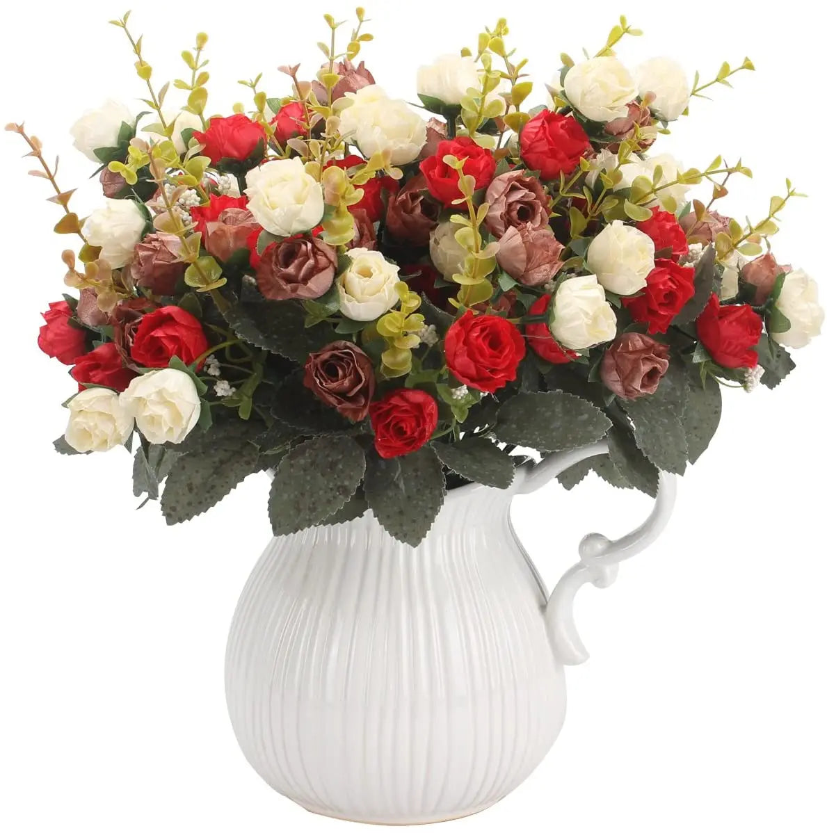 artificial silk rose bouquet 7 branches 21 heads for wedding bridal shower birthday party home office indoor decoration pink red purple wine