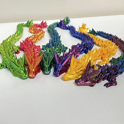3D Printed Antistress Dragon Fidget Toy Rotatable Articulated 30cm Colors