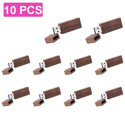Wooden USB Flash Drive 128GB, 64GB, 32GB Memory Stick - Customisable Logo, Waterproof, Shatterproof - Ideal for Photography, Wedding, Business Gifts, Creative Use