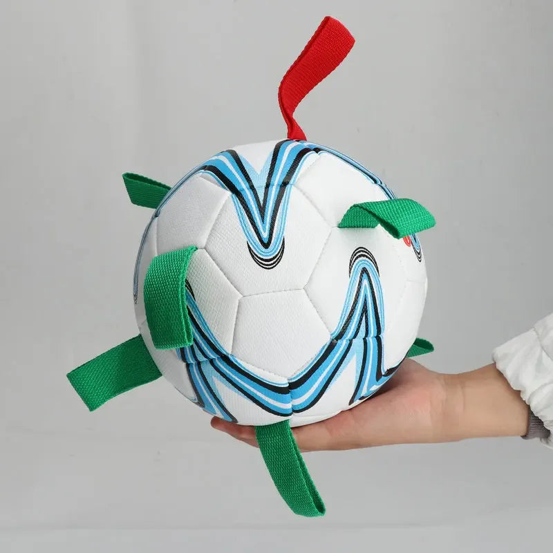 durable leather dog soccer ball toy | interactive tug, fetch & water play | exercise & training chew ball for small to large dogs | indoor & outdoor activity fun