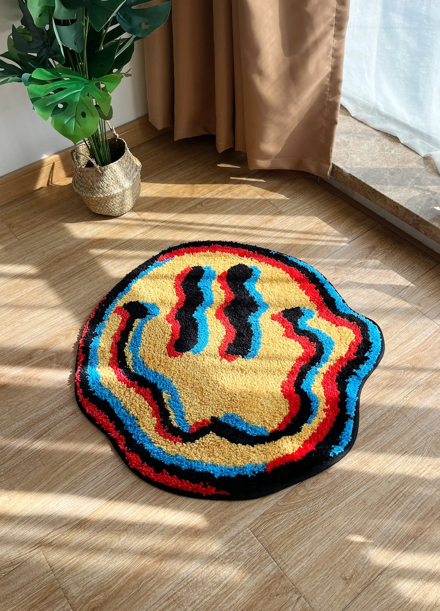trippy smiling rug tufted rug geometric bedroom mat soft living room carpet floor doormat aesthetic corridor pad for home decor